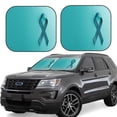 thumbnail image 1 of Sikiie a Teal Ribbonin Print Foldable Car Windshield Sun Visor, Car Window Sunshade Suitable for Sedan, SUV and Truck Car Accessories-Small, 1 of 6