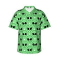 thumbnail image 1 of Sikiie alien cartoons Print Men's Hawaiian Shirt, Summer Beach Button Pocket Short Sleeve T-Shirt,Large, 1 of 7