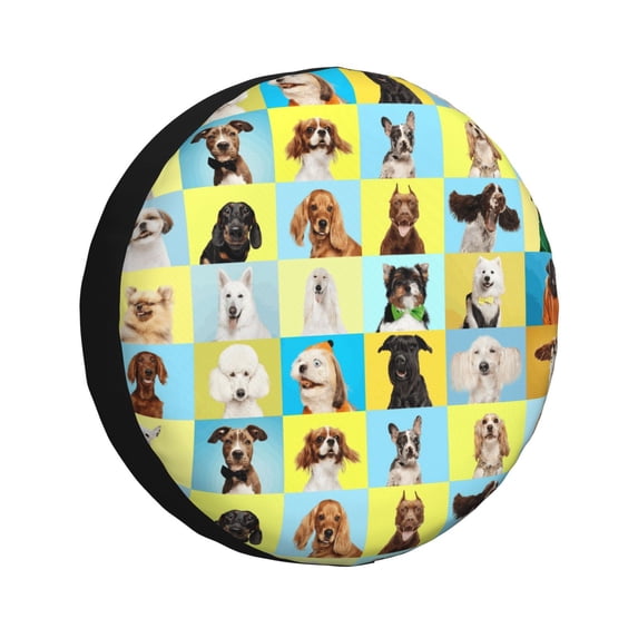 Sikiie arious dog breeds Print PVC Leather Spare Tire Wheel Cover Spare Tire Cover, for Car Truck SUV Camper Trailer Universal Fit-15 inch