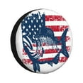 thumbnail image 1 of Sikiie bass fish with the USA flag Print PVC Leather Spare Tire Wheel Cover Spare Tire Cover, for Car Truck SUV Camper Trailer Universal Fit-16 inch, 1 of 6