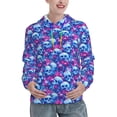 thumbnail image 1 of Sikiie blue Skull purple flower Women's Casual Hoodies Long Sleeve Lightweight Pullover Tops Loose Sweatshirt-Medium, 1 of 7