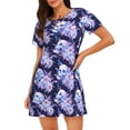 thumbnail image 1 of Sikiie blue starry sky Skull flower Print Women's Short-sleeved Nightdress, Round Neck Pullover Nightdress Pajamas Summer Home Wear, 1 of 6