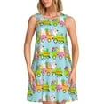 thumbnail image 1 of Sikiie bunnies and chicks on a train Print Women's Sleeveless Dress with Pockets Round Neck Sundress, Suitable for Daily, Office, Vacation Summer Wear, 1 of 7