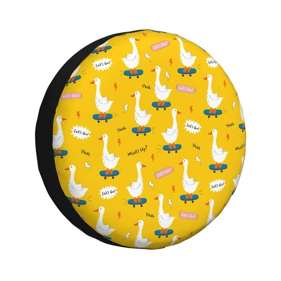 Sikiie cartoon goose Print PVC Leather Spare Tire Wheel Cover Spare Tire Cover, for Car Truck SUV Camper Trailer Universal Fit-17 inch