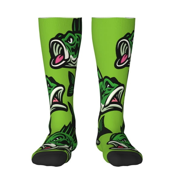 Sikiie cartoon largemouth bass fish Knee Socks, High Socks Long Stretchy Sock Women Knee High Stocking, Long Socks for Women