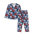 thumbnail image 1 of Sikiie colorful Polka dot bow Pajamas Set Long Sleeve Sleepwear Womens Button Down Nightwear Pj Sets-Medium, 1 of 7