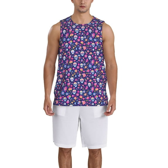 Sikiie colorful Skull butterfly flower1 Basketball Jersey Reversible Men's Mesh Athletic Sports Shirts Training Practice S-4XLX-Large