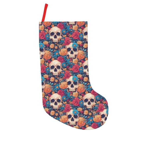 Sikiie colorful Skull rose Christmas Stockings,18 Inches Christmas Stockings Xmas Hanging Stockings for Family Christmas Decorations & Gifts