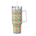thumbnail image 1 of Sikiie colorful easter eggs Print Insulated Stainless Water Bottle Lid Travel Mug Cup Insulated Tumblers Cup 40oz Ice Bully With Handle, 1 of 8