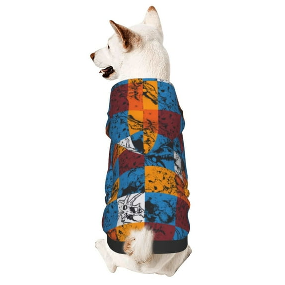 Sikiie colorful plaid Dinosaur Dog Hoodie,Dog Clothes,Dog Sweatshirt ,Dog Shirt, Dog Clothes for Puppy Kitten Small Dogs Cats-X-Small