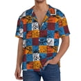 thumbnail image 1 of Sikiie colorful plaid Dinosaur Men's Cuban Shirt, Hawaiian Shirts, Business Casual Button Down Shirts, Short Sleeve Shirt-4X-Large, 1 of 5