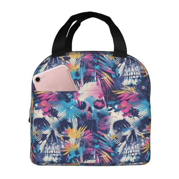 Sikiie cool Skull colorful Lunch Bag for Women & Men Adult Insulated Lunch Box, Food Lunch Containers Lunch Tote Bags for Work, Travel, Outdoor
