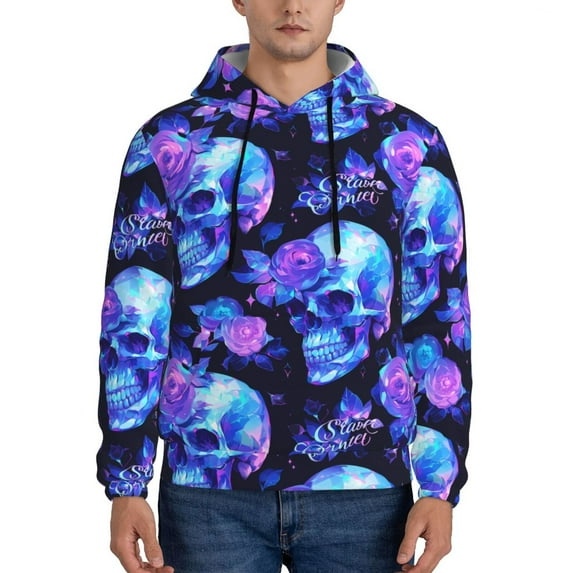 Sikiie cool crystal Skull flower Men's Hoodie, Essentials Hoodie, Sweatshirt, Pullover Hooded Sweatshirt for Men-XX-Large