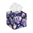 thumbnail image 1 of Sikiie cool flower Skull Leather Tissue Box Cover Square, tissue box holder, Tissue Box with Bottom Belt-5.2”x5.2”x5.2”, 1 of 7