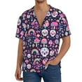 thumbnail image 1 of Sikiie cute Skull rainbow mushroom Men's Wrinkle Free Untucked Cuban Shirt Business Casual Button Down Shirts Short Sleeve ShirtX-Large, 1 of 5