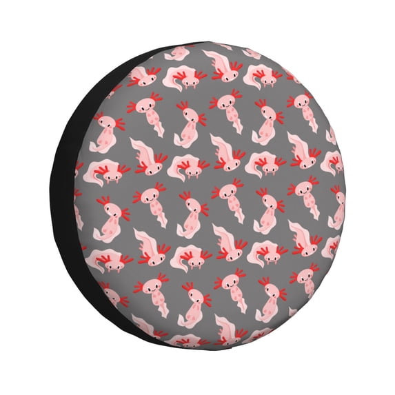 Sikiie cute pink axolotl Print PVC Leather Spare Tire Wheel Cover Spare Tire Cover, for Car Truck SUV Camper Trailer Universal Fit-17 inch