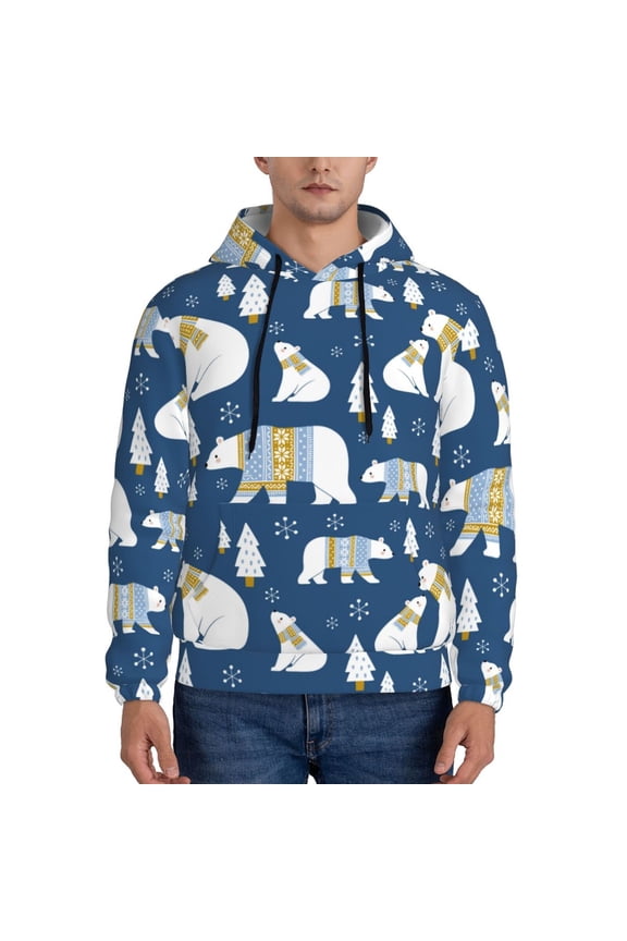 cute winter bear Men's Hoodie, Essentials Hoodie, Sweatshirt, Pullover Hooded Sweatshirt for Men-X-Large