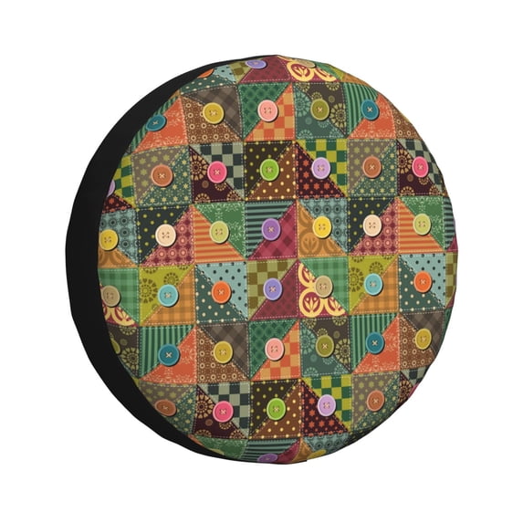 Sikiie different patchwork Print PVC Leather Spare Tire Wheel Cover Spare Tire Cover, for Car Truck SUV Camper Trailer Universal Fit-15 inch