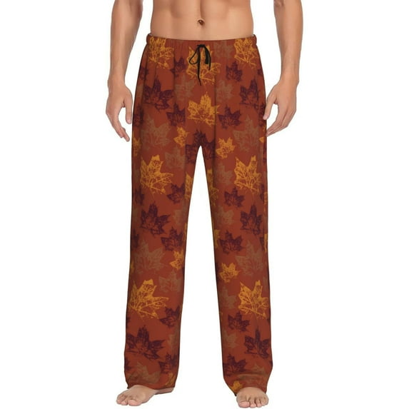 Sikiie fall Maple Pajama Pants Men, PJ Bottoms, Sleep & Lounge Pants-Medium