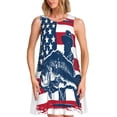 thumbnail image 1 of Sikiie fisherman fishing with USA flag Print Women's Sleeveless Dress with Pockets Round Neck Sundress, Suitable for Daily, Office, Vacation Summer Wear, 1 of 7