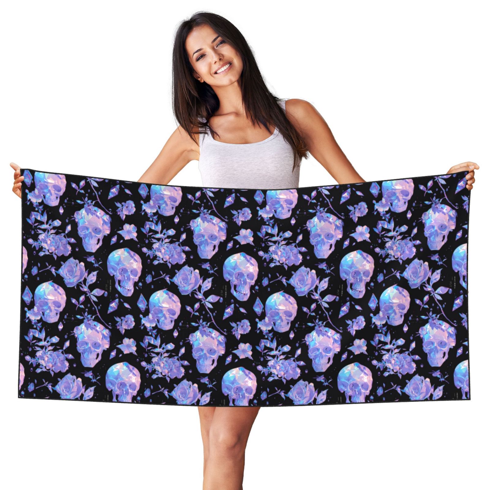 ORANGE FLOWER SKULL BEACH TOWEL