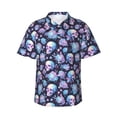 thumbnail image 1 of Sikiie flower Skull in starry sky Print Men's Hawaiian Shirt, Summer Beach Button Pocket Short Sleeve T-Shirt,Large, 1 of 7