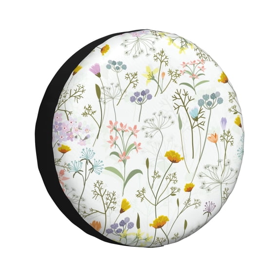 Sikiie flower and leaf Print PVC Leather Spare Tire Wheel Cover Spare Tire Cover, for Car Truck SUV Camper Trailer Universal Fit-17 inch