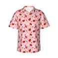 thumbnail image 1 of Sikiie Flowers And Ladybugs Print Men's Hawaiian Shirt, Summer Beach Button Pocket Short Sleeve T-Shirt,3X-Large, 1 of 7