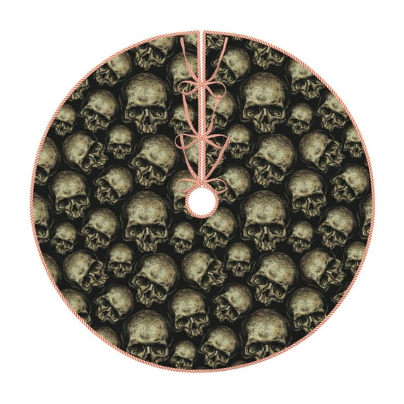 Sikiie funny Retro Skull Nativity Christmas Tree Skirt, Jesus Christian Winter Holiday Tree Mat Decoration(30-48IN)36"