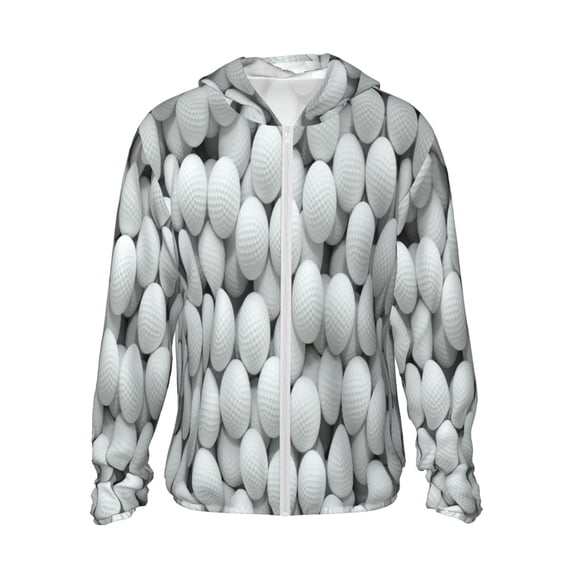 Sikiie golf balls Print Adult Sun Protection Hoodie, Long-sleeved Quick-drying Sun Protection Clothing, Suitable for Fishing, Swimming and Outdoor Activities-X-Large