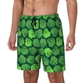 thumbnail image 1 of Sikiie green Skull Print Men's Double Layer Swimming Trunks, Adjustable Waistband and Pockets Sports Swimming Trunks, Beach Swimwear-Small, 1 of 6