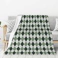 thumbnail image 1 of Sikiie grey and green argyle Print Cozy Flannel Fleece Throw Blanket: Lightweight & Thick for All Seasons - Perfect for Women, Men, & Kids-60"x50", 1 of 6