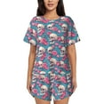 thumbnail image 1 of Sikiie happy Skull rose Womens Pajama Sets Short Sleeve Top With Pants Sleepwear 2 Piece Lounge SetXX-Large, 1 of 6