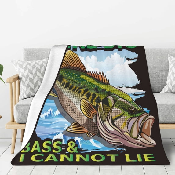 Sikiie i like big Bass & i cannot lie Print Cozy Flannel Fleece Throw Blanket: Lightweight & Thick for All Seasons - Perfect for Women, Men, & Kids-60"x50"
