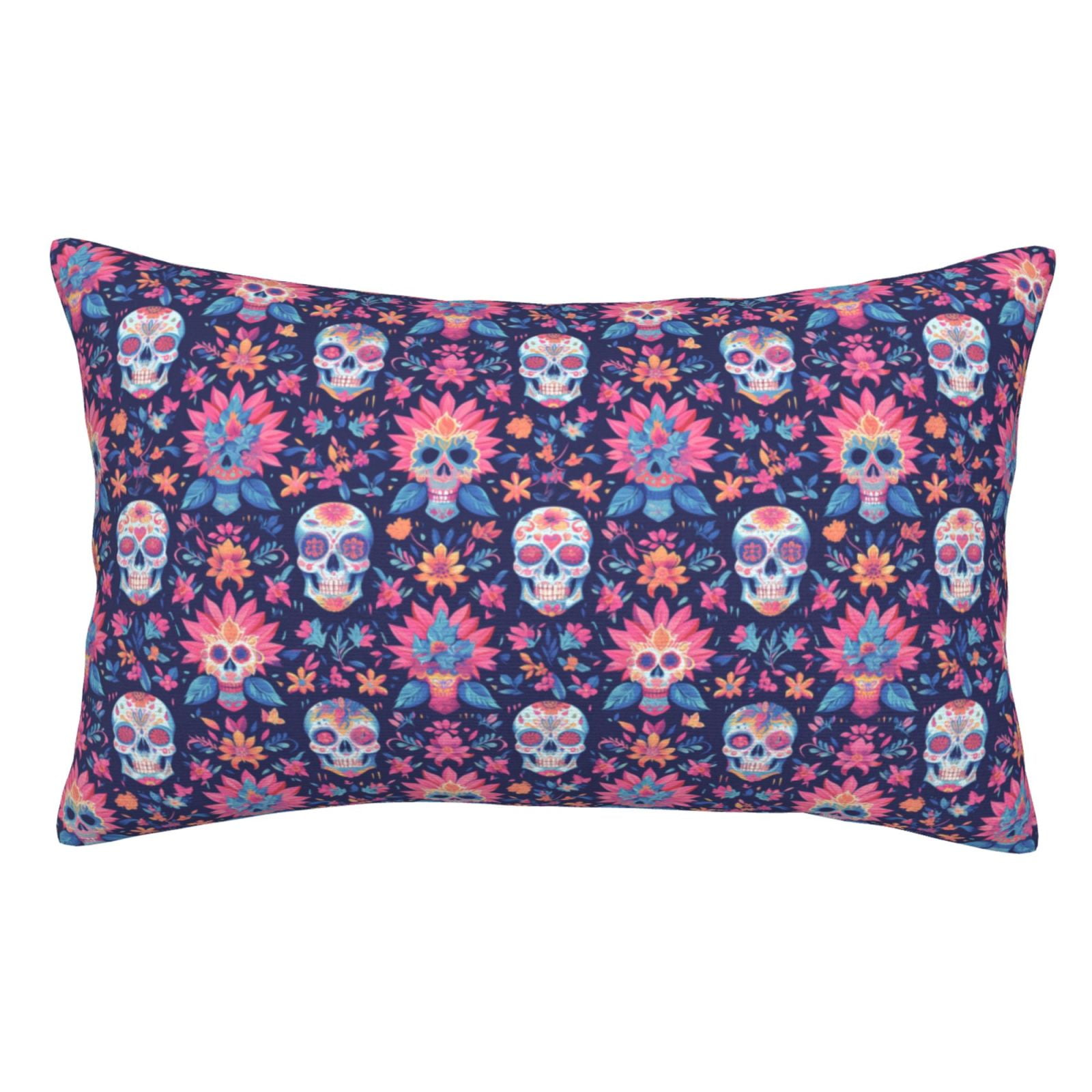 Sikiie leaf flower Skull colorful Pillow Covers, Throw Pillow Case
