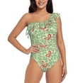 thumbnail image 1 of Sikiie leaves bows Print Women One Piece Swimsuits Tummy Control One Shoulder Bathing Suits Ruffle Swimwear, From S to XXL-Small, 1 of 6