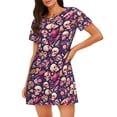 thumbnail image 1 of Sikiie music Skull record Guitar Print Women's Short-sleeved Nightdress, Round Neck Pullover Nightdress Pajamas Summer Home Wear, 1 of 6