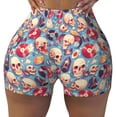 thumbnail image 1 of Sikiie music Skull record Retro Print Workout Shorts Women Scrunch Butt Gym Shorts Seamless High Waist Tummy Control Yoga Biker Athletic Shorts, 1 of 5