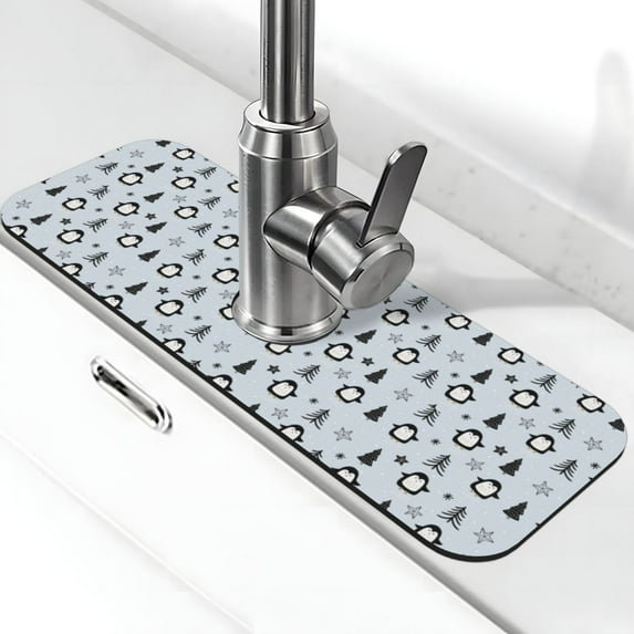 Sikiie penguin tree star Splash Guard for Sink Faucet-1 PC Super Absorbent Fast Drying Mat Sink Gadgets-Splash Guard for Kitchen, Sink Mat