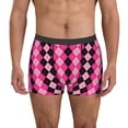 thumbnail image 1 of Sikiie pink and black argyle Print Men's Boxer Briefs, Elastic Waistband Boxer Briefs Leggings-Medium, 1 of 5