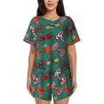 thumbnail image 1 of Sikiie red and green bow tie Print Womens Pajama Sets Short Sleeve Top With Pants Sleepwear 2 Piece Lounge Set-XX-Large, 1 of 6