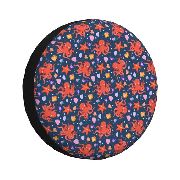 Sikiie sea animals Print PVC Leather Spare Tire Wheel Cover Spare Tire Cover, for Car Truck SUV Camper Trailer Universal Fit-14 inch