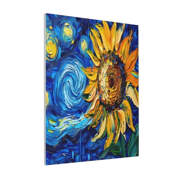 Sikiie vintage Starry Sunflower Print Canvas Decorative Hanging Painting, Anti-shrinkage Hanging Frame, Suitable for Home, Office Wall Decorations