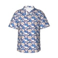thumbnail image 1 of Sikiie white Skull blue daisy Print Men's Hawaiian Shirt, Summer Beach Button Pocket Short Sleeve T-Shirt,Medium, 1 of 7