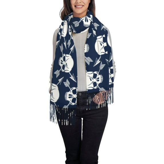 Sikiie white arrow Skull Shawl Wraps Big Scarf Tassel Fall Winter Thick Scarf Warm Shawl Women Fall Gifts