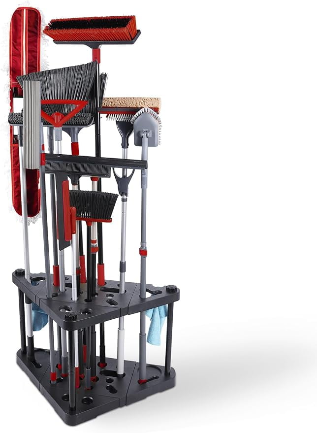 Sikobin Triangle Yard tool Organizer, Shed Organizer, Plastic Brooms and Mops Organizer,Corner