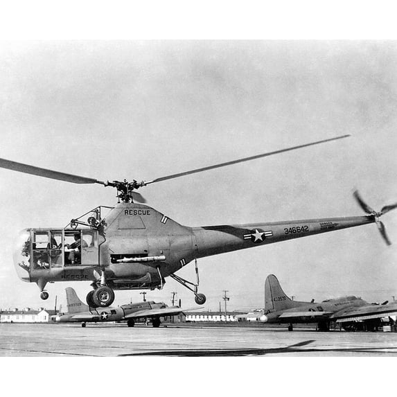 Sikorsky H-5 Dragonfly Rescue Helicopter Style - B - 20x30 Inch Glossy Laminated Aviation Poster - Stunning Detail and Bold Colors