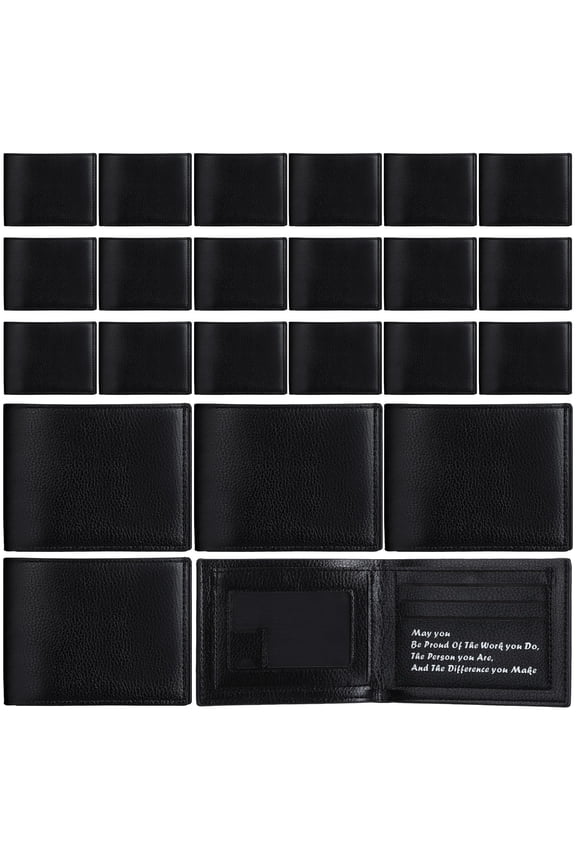 24 Pcs Mens Leather Wallet Bulk Personalized Wallet Men Engraved Leather Gift Christmas Gift for Coworkers(Black) Y101