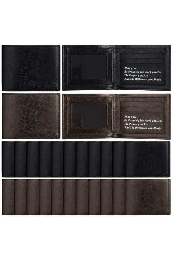 24 Pcs Mens Leather Wallet Bulk Personalized Wallet Men Engraved Leather Gift Christmas Gift for Coworkers(Black and Brown) Y101