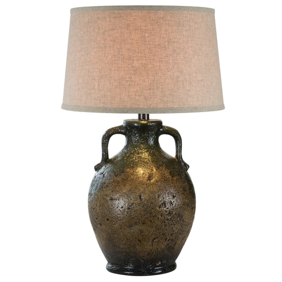 Sila 31 Inch Table Lamp - Pitcher Base - Textured Black - Handles - Drum Shade